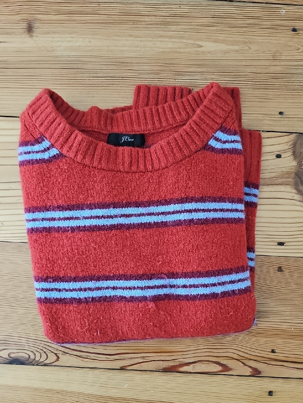 J. Crew Red Striped Crewneck Sweater